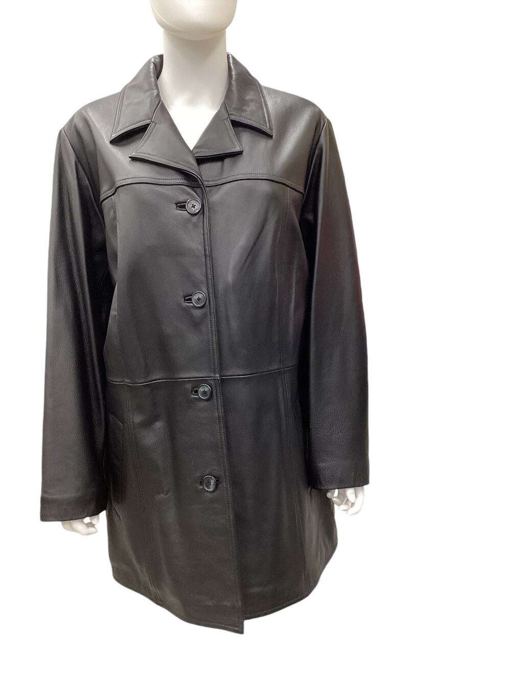 Eddie Bauer Leather Jacket Women’s Plus Size 1X Trench Style in Black